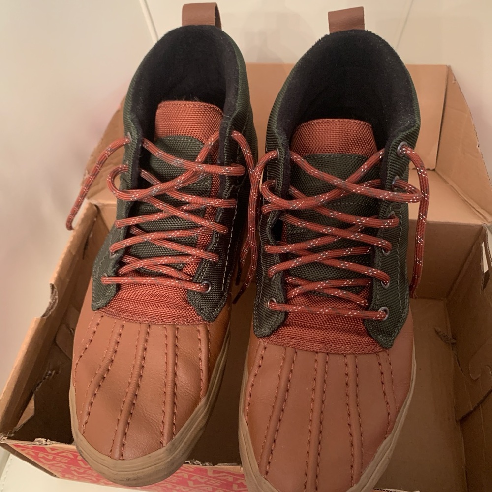 Brown and Green Van’s Men's Shoes